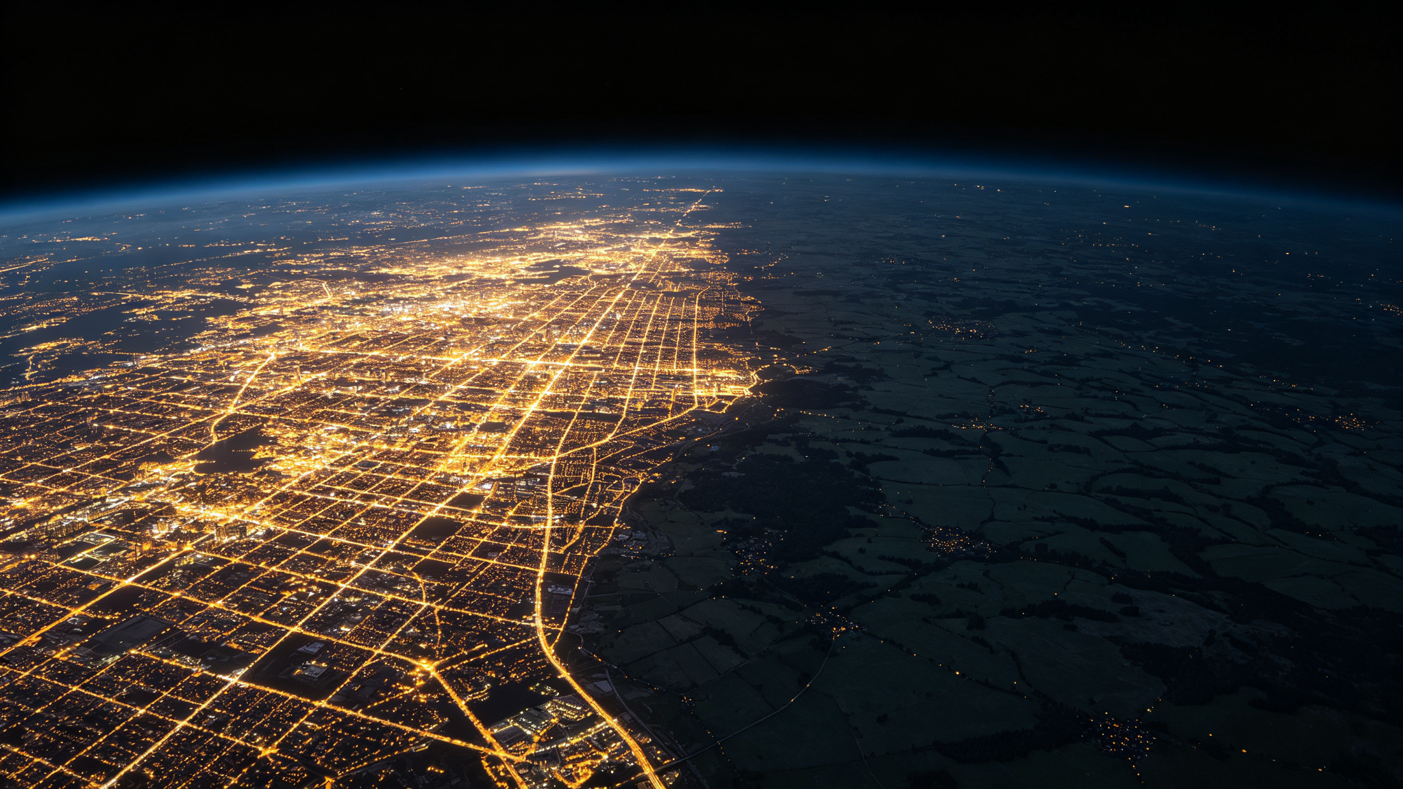 Nighttime lights tracing a transition between densely and sparsely settled landscapes